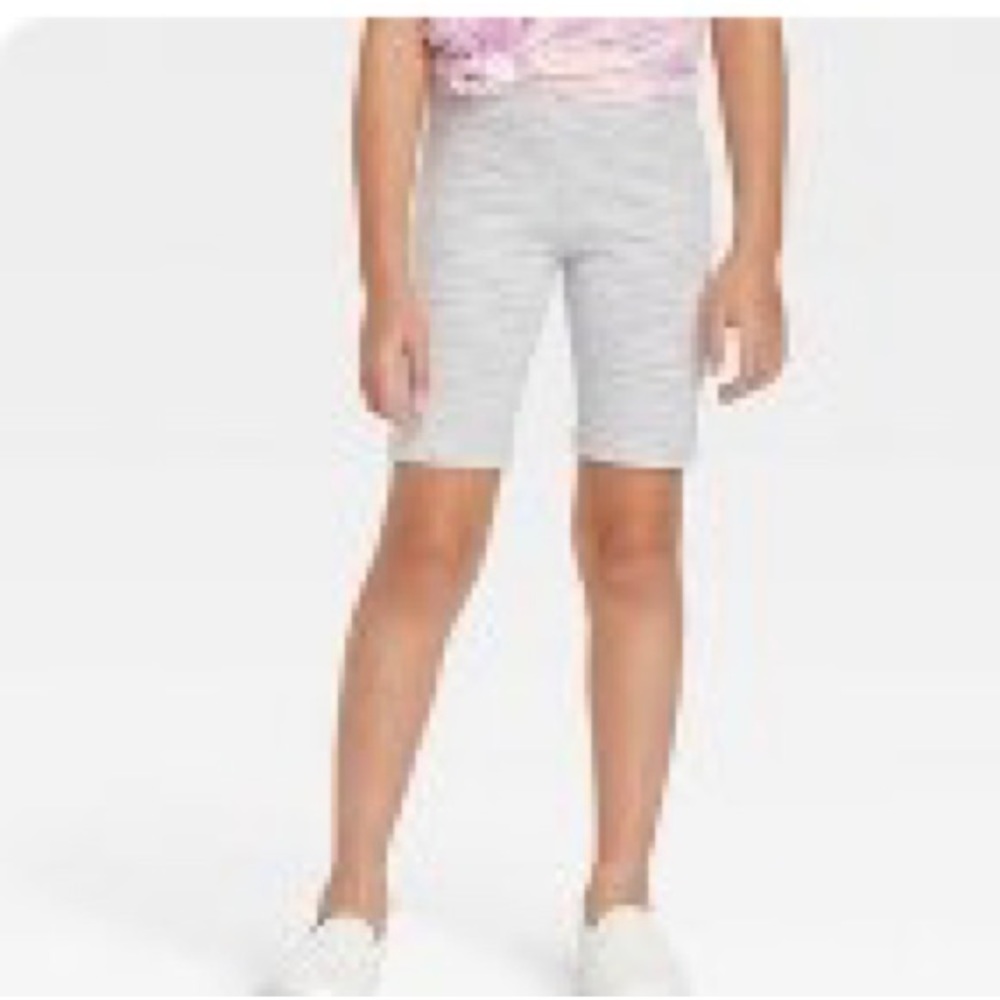 EUC (LOT OF 2) cat & Jack cartwheel/bike shorts light gray spacedye, small 6/6X